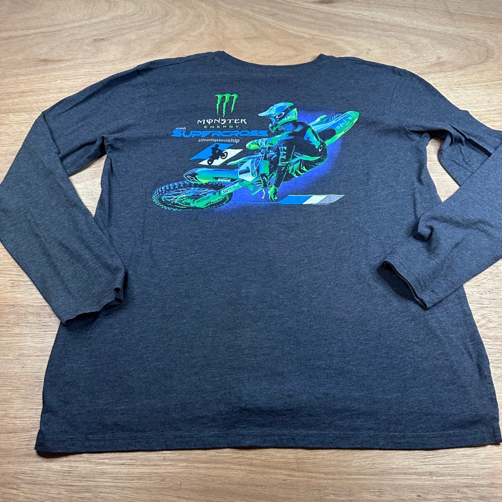 Monster Energy AMA Supercross Championship Long Sleeve T Shirt Gray Large Moto